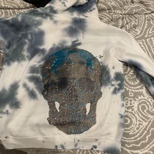 Tie dye zip sweatshirt with decal